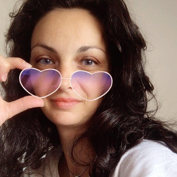 Snejana Angelova wearing heart-shaped glasses